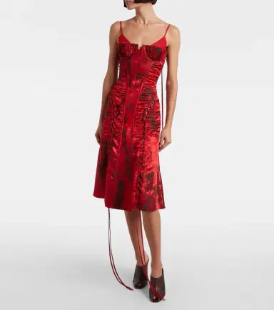 McQueen Lace-up ruched midi dress | Thumbnail 2 McQueen Lace-up ruched midi dress | Thumbnail 2