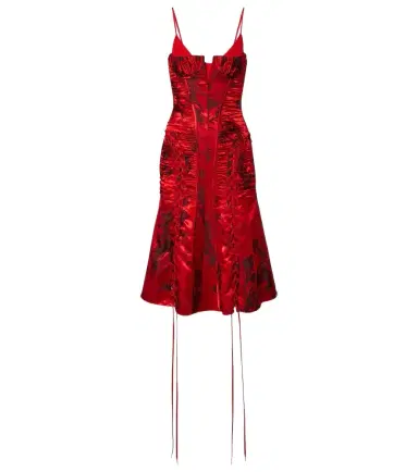 McQueen Lace-up ruched midi dress | Thumbnail 1 McQueen Lace-up ruched midi dress | Thumbnail 1