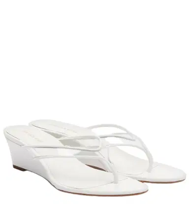 Veronica Beard Clea leather-trimmed wedge thong sandals | Thumbnail 1 Veronica Beard Clea leather-trimmed wedge thong sandals | Thumbnail 1