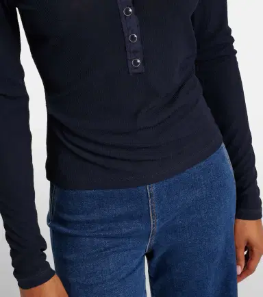 Veronica Beard Drexler ribbed-knit Henley shirt | Thumbnail 2 Veronica Beard Drexler ribbed-knit Henley shirt | Thumbnail 2