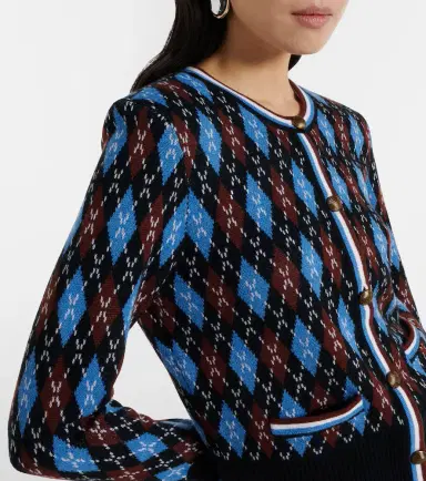 Veronica Beard Sylvane argyle wool and cotton cardigan | Thumbnail 3 Veronica Beard Sylvane argyle wool and cotton cardigan | Thumbnail 3