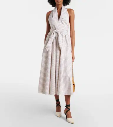 Patou Striped halterneck cotton midi dress | Thumbnail 2 Patou Striped halterneck cotton midi dress | Thumbnail 2