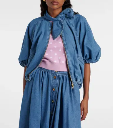 Patou Tie-neck denim jacket | Thumbnail 3 Patou Tie-neck denim jacket | Thumbnail 3