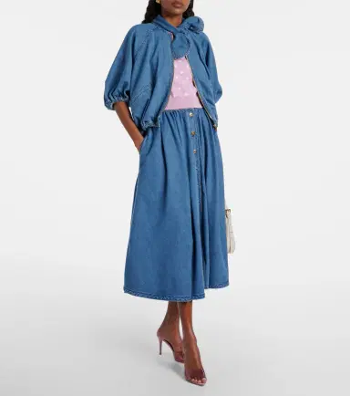 Patou Tie-neck denim jacket | Thumbnail 6 Patou Tie-neck denim jacket | Thumbnail 6