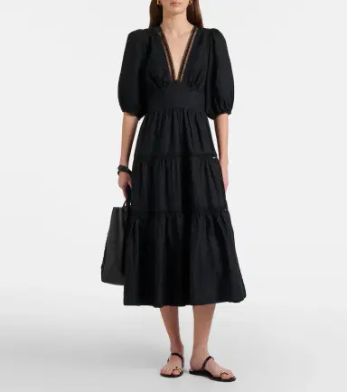 Heidi Klein Meteora lace-trimmed linen midi dress | Thumbnail 2 Heidi Klein Meteora lace-trimmed linen midi dress | Thumbnail 2