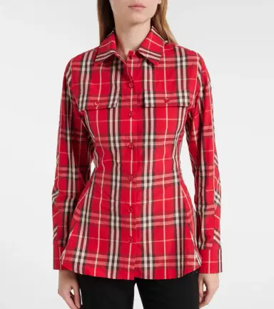 Burberry Check peplum cotton shirt | Thumbnail 4 Burberry Check peplum cotton shirt | Thumbnail 4