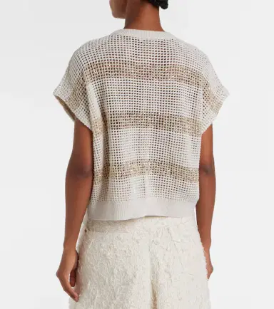 Brunello Cucinelli Open-knit sequined cotton sweater | Thumbnail 3 Brunello Cucinelli Open-knit sequined cotton sweater | Thumbnail 3