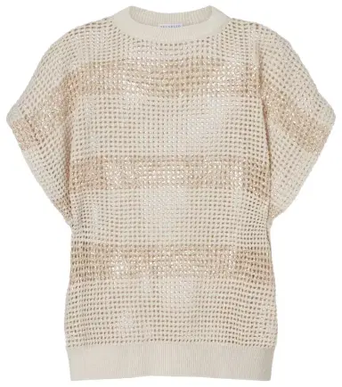 Brunello Cucinelli Open-knit sequined cotton sweater | Thumbnail 1 Brunello Cucinelli Open-knit sequined cotton sweater | Thumbnail 1