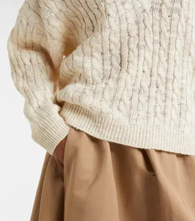 Brunello Cucinelli Cable-knit sequined hemp, silk, and cotton sweater | Thumbnail 2 Brunello Cucinelli Cable-knit sequined hemp, silk, and cotton sweater | Thumbnail 2