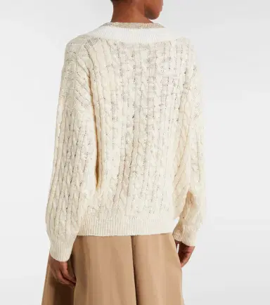 Brunello Cucinelli Cable-knit sequined hemp, silk, and cotton sweater | Thumbnail 5 Brunello Cucinelli Cable-knit sequined hemp, silk, and cotton sweater | Thumbnail 5
