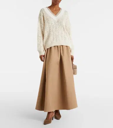 Brunello Cucinelli Cable-knit sequined hemp, silk, and cotton sweater | Thumbnail 6 Brunello Cucinelli Cable-knit sequined hemp, silk, and cotton sweater | Thumbnail 6