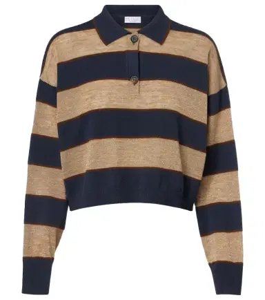 Brunello Cucinelli Wool, cashmere, and silk polo sweater | Thumbnail 1 Brunello Cucinelli Wool, cashmere, and silk polo sweater | Thumbnail 1