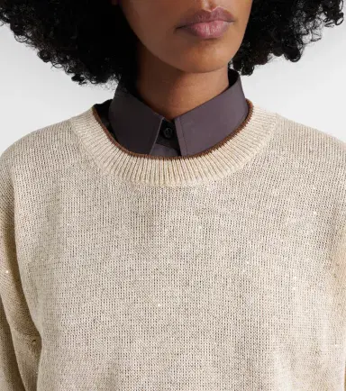 Brunello Cucinelli Sequined linen-blend sweater | Thumbnail 2 Brunello Cucinelli Sequined linen-blend sweater | Thumbnail 2