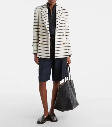 Brunello Cucinelli Knitted striped cotton blazer | Thumbnail 2 Brunello Cucinelli Knitted striped cotton blazer | Thumbnail 2