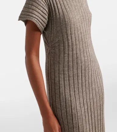 Brunello Cucinelli Ribbed-knit lamé midi dress | Thumbnail 3 Brunello Cucinelli Ribbed-knit lamé midi dress | Thumbnail 3