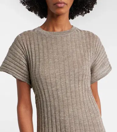 Brunello Cucinelli Ribbed-knit lamé midi dress | Thumbnail 5 Brunello Cucinelli Ribbed-knit lamé midi dress | Thumbnail 5