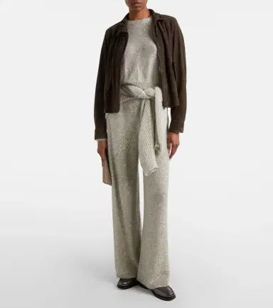 Brunello Cucinelli Sequined wide-leg pants | Thumbnail 4 Brunello Cucinelli Sequined wide-leg pants | Thumbnail 4