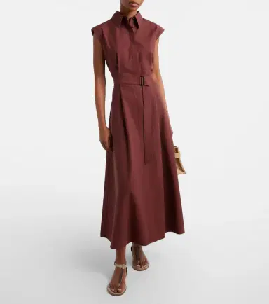 Brunello Cucinelli Monili cotton-blend midi dress | Thumbnail 3 Brunello Cucinelli Monili cotton-blend midi dress | Thumbnail 3