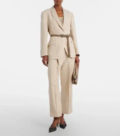 Brunello Cucinelli Cropped linen and silk-blend wide-leg pants | Thumbnail 3 Brunello Cucinelli Cropped linen and silk-blend wide-leg pants | Thumbnail 3