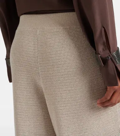 Brunello Cucinelli Knitted cotton-blend wide-leg pants | Thumbnail 3 Brunello Cucinelli Knitted cotton-blend wide-leg pants | Thumbnail 3