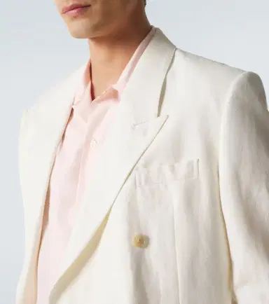 Auralee Double-breasted wool, cotton, and linen blazer | Thumbnail 6 Auralee Double-breasted wool, cotton, and linen blazer | Thumbnail 6