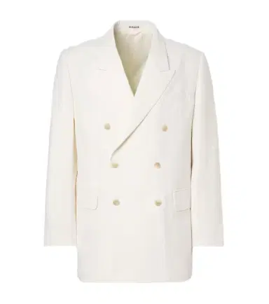 Auralee Double-breasted wool, cotton, and linen blazer | Thumbnail 1 Auralee Double-breasted wool, cotton, and linen blazer | Thumbnail 1