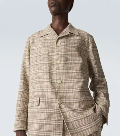 Auralee Checked silk and linen tweed jacket | Thumbnail 6 Auralee Checked silk and linen tweed jacket | Thumbnail 6