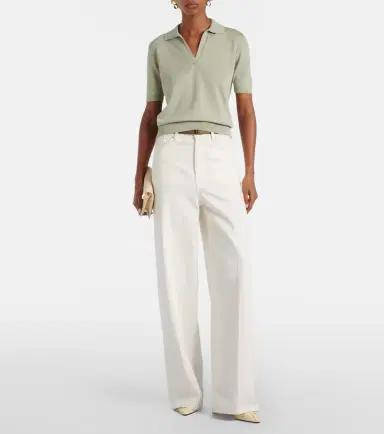 Altuzarra Clay cropped cotton and silk polo sweater | Thumbnail 2 Altuzarra Clay cropped cotton and silk polo sweater | Thumbnail 2