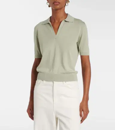 Altuzarra Clay cropped cotton and silk polo sweater | Thumbnail 6 Altuzarra Clay cropped cotton and silk polo sweater | Thumbnail 6