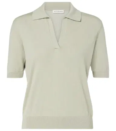 Altuzarra Clay cropped cotton and silk polo sweater | Thumbnail 1 Altuzarra Clay cropped cotton and silk polo sweater | Thumbnail 1