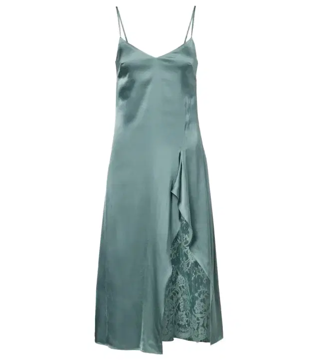 Lace-trimmed satin slip dress Lace-trimmed satin slip dress