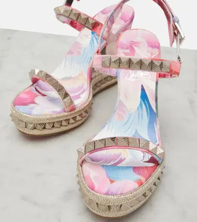 Christian Louboutin Pyra Clou studded floral chiné espadrille wedges | Thumbnail 3 Christian Louboutin Pyra Clou studded floral chiné espadrille wedges | Thumbnail 3