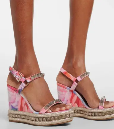 Christian Louboutin Pyra Clou studded floral chiné espadrille wedges | Thumbnail 5 Christian Louboutin Pyra Clou studded floral chiné espadrille wedges | Thumbnail 5