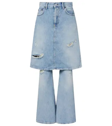 Acne Studios Distressed layered wide-leg jeans | Thumbnail 1 Acne Studios Distressed layered wide-leg jeans | Thumbnail 1