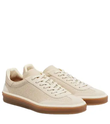 Loro Piana Tennis suede-trimmed leather sneakers | Thumbnail 1 Loro Piana Tennis suede-trimmed leather sneakers | Thumbnail 1
