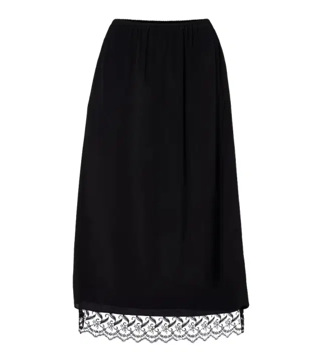 Lace-trimmed crêpe de chine midi skirt Lace-trimmed crêpe de chine midi skirt