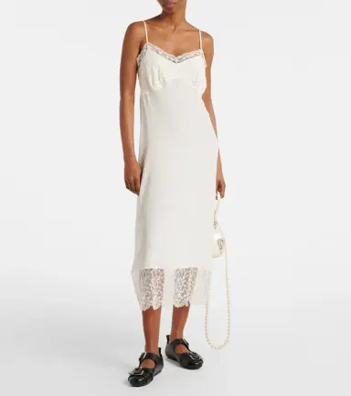 Simone Rocha Lace-trimmed crêpe de chine slip dress | Thumbnail 2 Simone Rocha Lace-trimmed crêpe de chine slip dress | Thumbnail 2