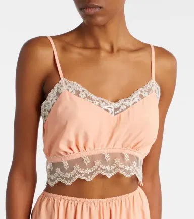 Simone Rocha Lace-trimmed crêpe de chine bra top | Thumbnail 2 Simone Rocha Lace-trimmed crêpe de chine bra top | Thumbnail 2