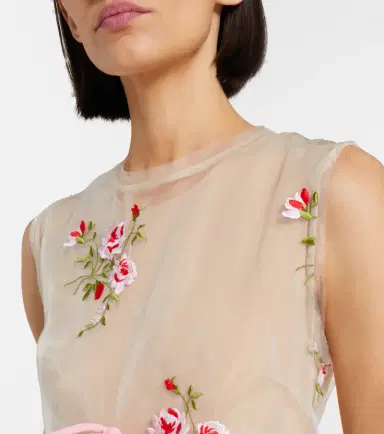 Simone Rocha Embroidered sheer organza midi dress | Thumbnail 4 Simone Rocha Embroidered sheer organza midi dress | Thumbnail 4