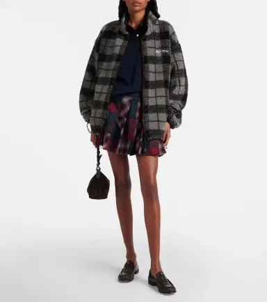 Miu Miu Patchwork plaid virgin wool miniskirt | Thumbnail 4 Miu Miu Patchwork plaid virgin wool miniskirt | Thumbnail 4