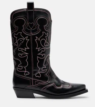 Ganni Mid Shaft embroidered cowboy boots | Thumbnail 2 Ganni Mid Shaft embroidered cowboy boots | Thumbnail 2
