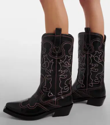 Ganni Mid Shaft embroidered cowboy boots | Thumbnail 5 Ganni Mid Shaft embroidered cowboy boots | Thumbnail 5