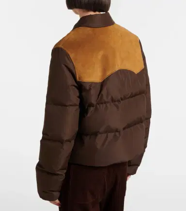 Miu Miu Suede-trimmed pongé down jacket | Thumbnail 6 Miu Miu Suede-trimmed pongé down jacket | Thumbnail 6