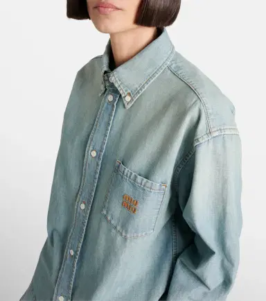 Miu Miu Logo chambray shirt | Thumbnail 2 Miu Miu Logo chambray shirt | Thumbnail 2