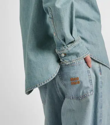 Miu Miu Logo chambray shirt | Thumbnail 5 Miu Miu Logo chambray shirt | Thumbnail 5