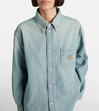 Miu Miu Logo chambray shirt | Thumbnail 6 Miu Miu Logo chambray shirt | Thumbnail 6