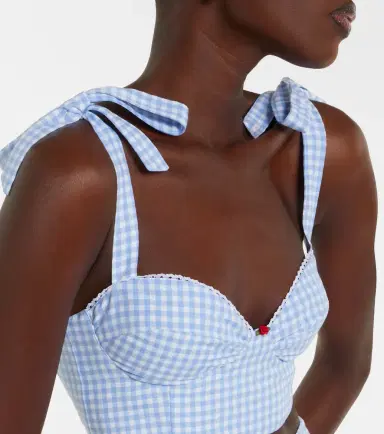 Bananhot Alba gingham cotton poplin crop top | Thumbnail 2 Bananhot Alba gingham cotton poplin crop top | Thumbnail 2