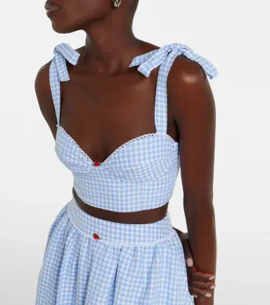 Bananhot Alba gingham cotton poplin crop top | Thumbnail 4 Bananhot Alba gingham cotton poplin crop top | Thumbnail 4