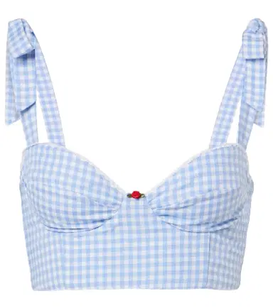 Bananhot Alba gingham cotton poplin crop top | Thumbnail 1 Bananhot Alba gingham cotton poplin crop top | Thumbnail 1