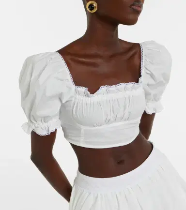 Bananhot Ligia ruffled cotton poplin crop top | Thumbnail 3 Bananhot Ligia ruffled cotton poplin crop top | Thumbnail 3